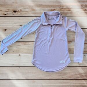 Under Armour Girls Long Sleeve shirt top Heatgear Purple Quarter-Zip Pullover